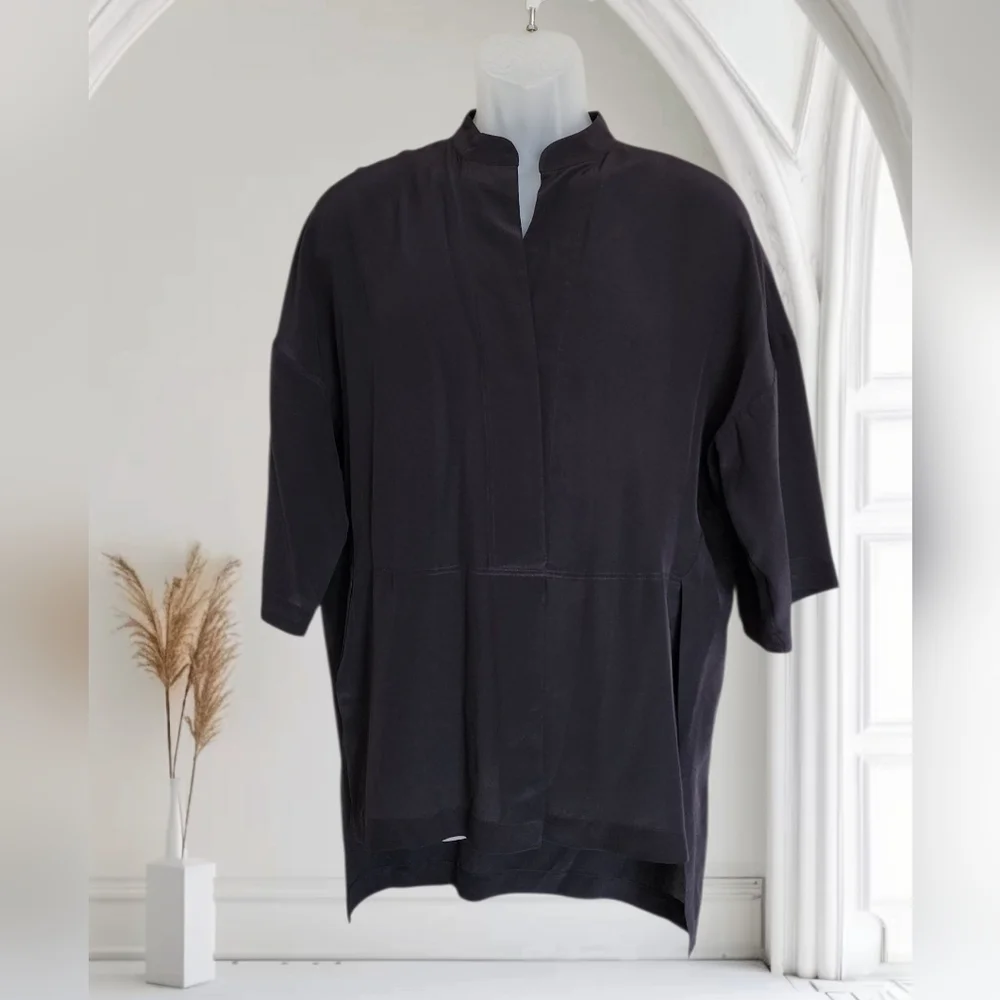 J. Crew Tunic 100% Silk Classic Black  Size S - Picture 4 of 15